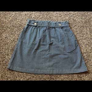Mini vertical striped skirt, resembles a jean skirt